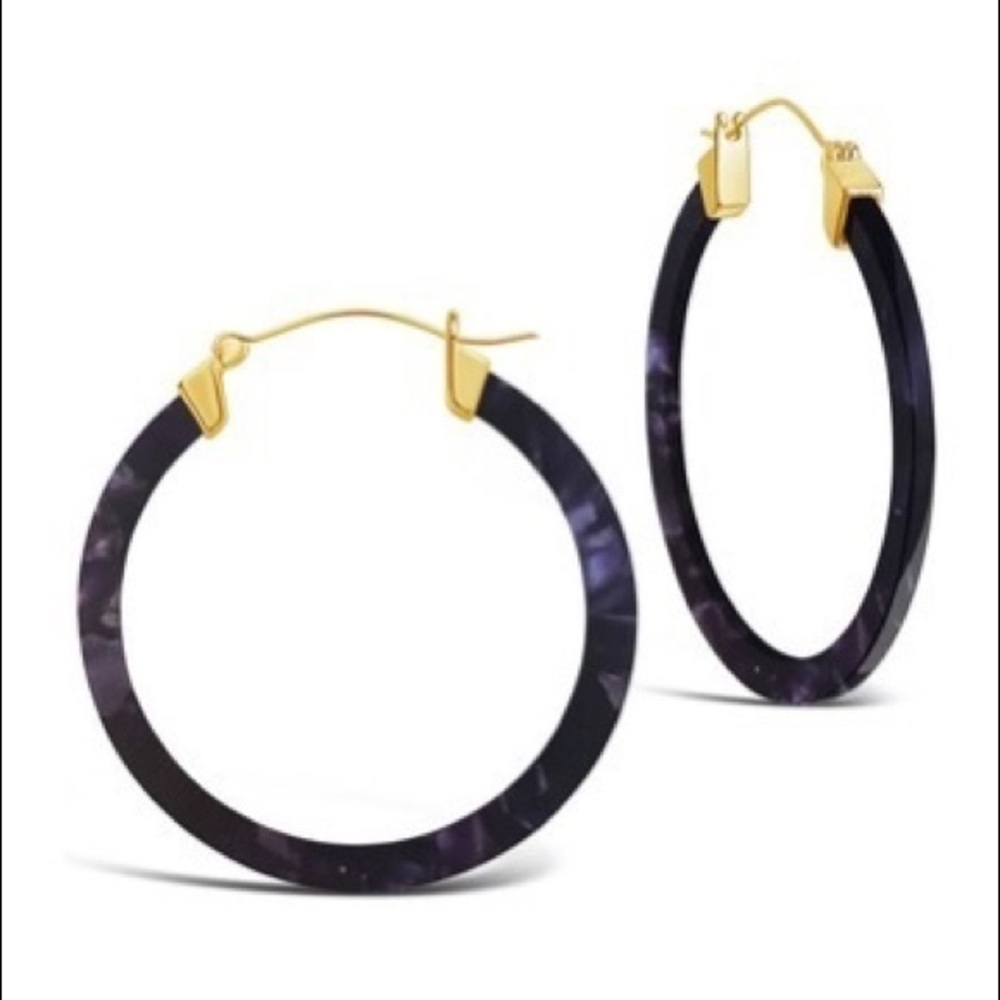 Sterling Forever Amethyst Resin 50mm Hoop Earrings